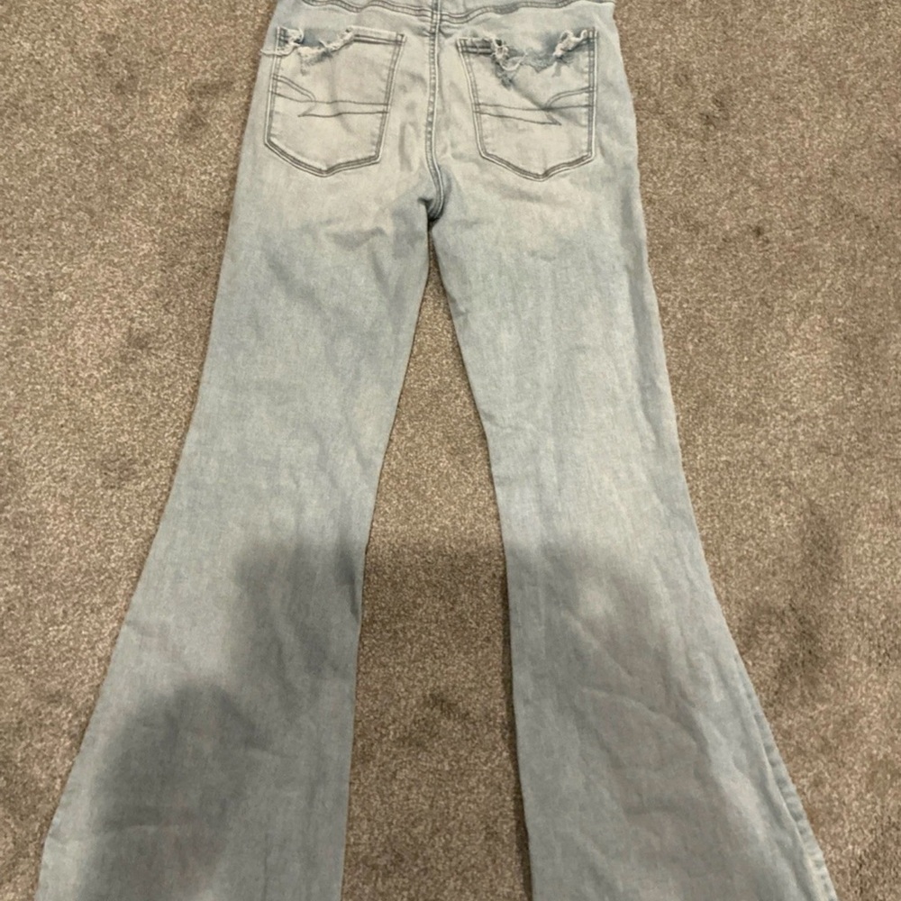 American Eagle Next Level Stretch distressed blue denim jeans boot cut size 8 - Picture 4 of 9
